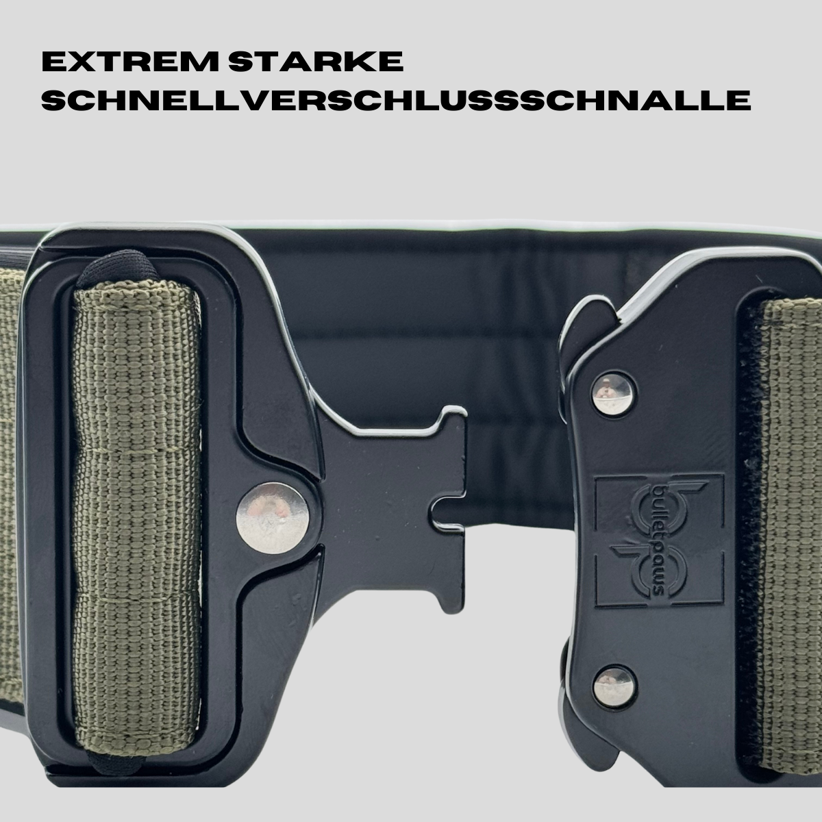 5cm Alpha Hundehalsband mit Griff - Khaki