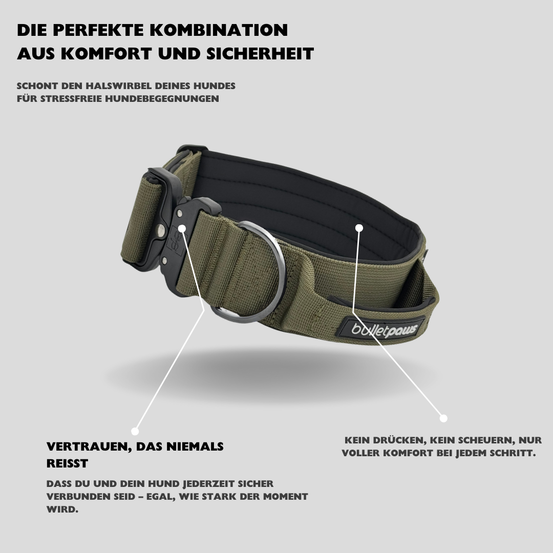 Alpha Hundehalsband mit Griff - Khaki - BulletPaws
