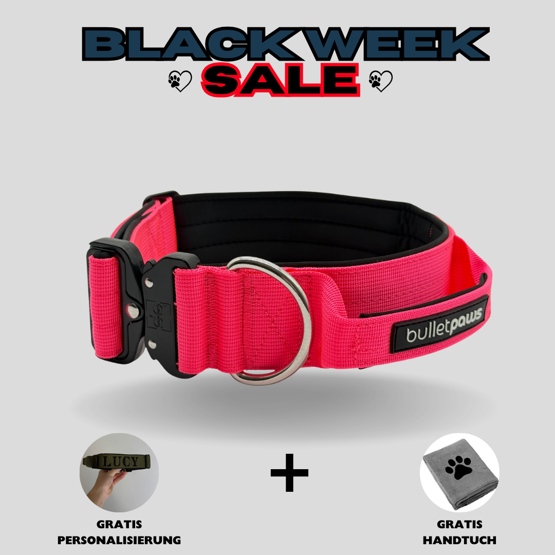 Alpha Hundehalsband mit Griff - Pink