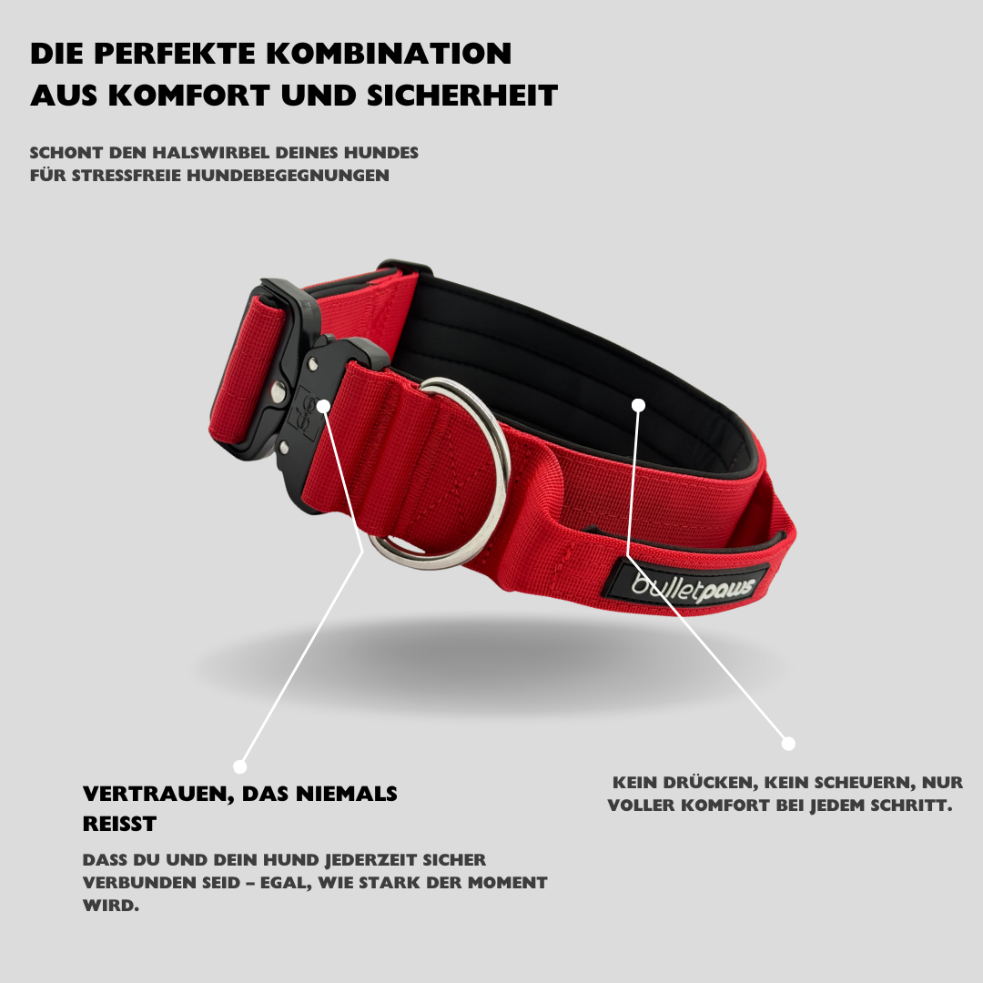 Alpha Hundehalsband mit Griff - Rot - BulletPaws