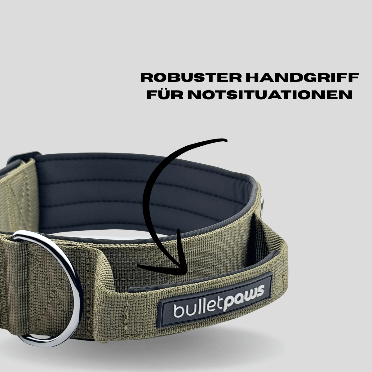 Alpha Hundehalsband® mit Griff - Khaki - BulletPaws