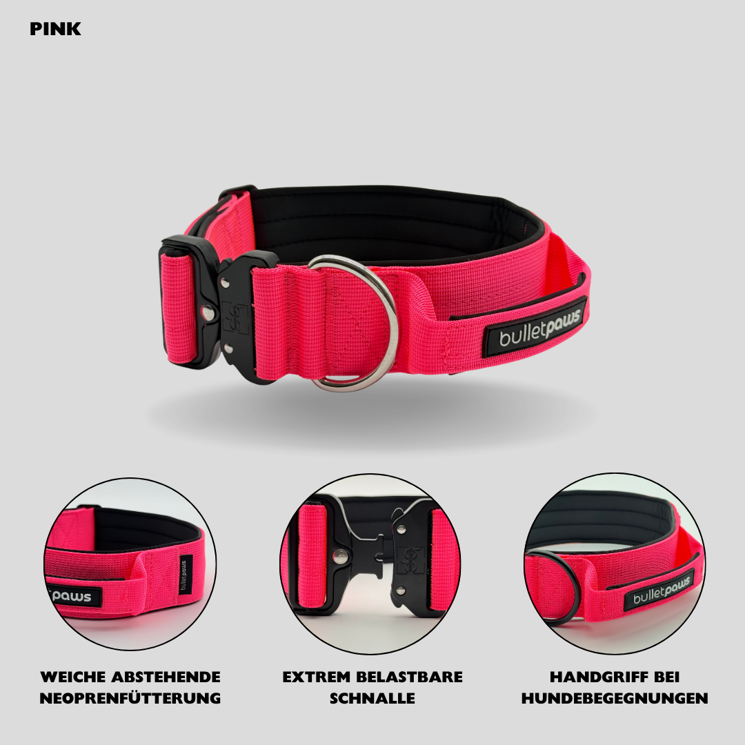Alpha Hundehalsband mit Griff - Pink - BulletPaws