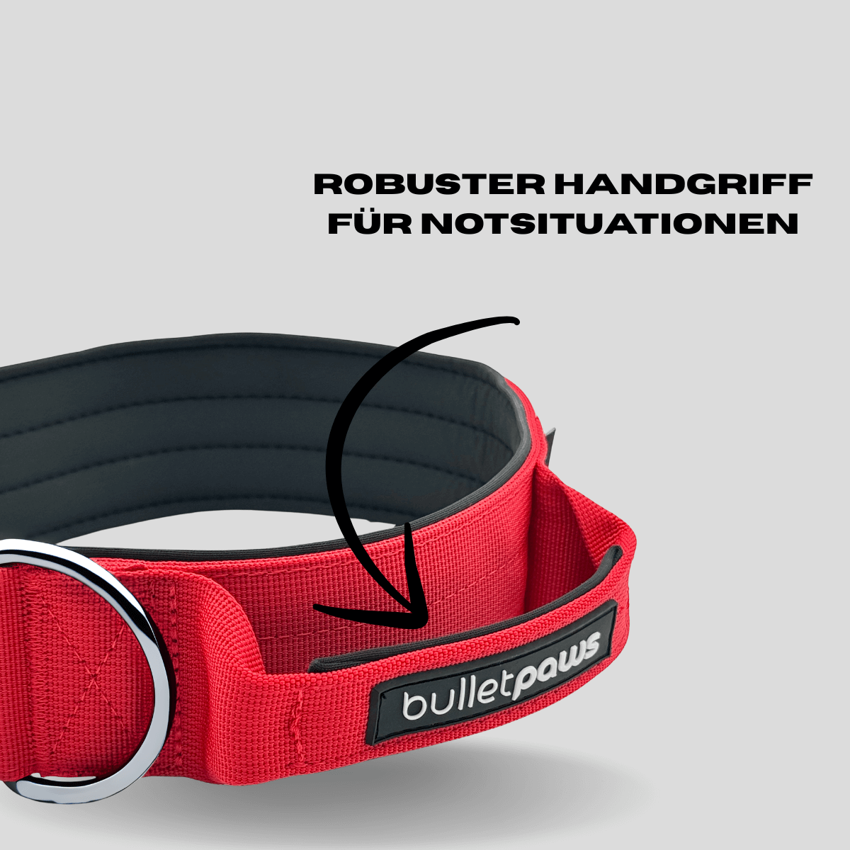 Alpha Hundehalsband® mit Griff - Rot - BulletPaws