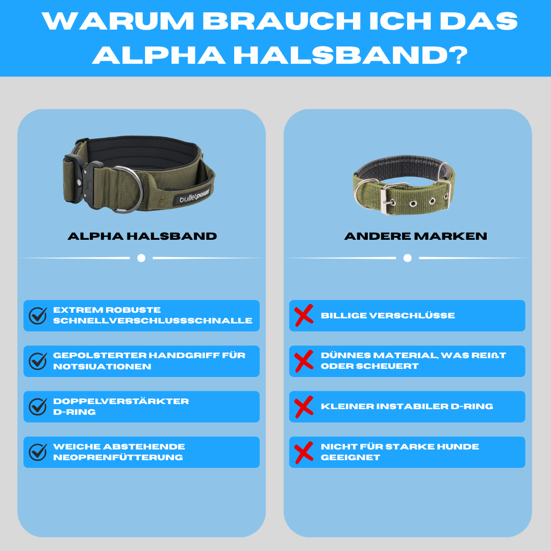 5cm Alpha Hundehalsband mit Griff - Rot