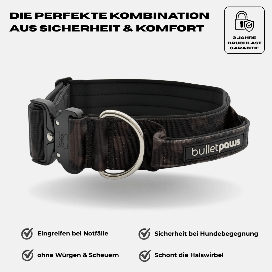 5cm Alpha Hundehalsband mit Griff - Camouflage