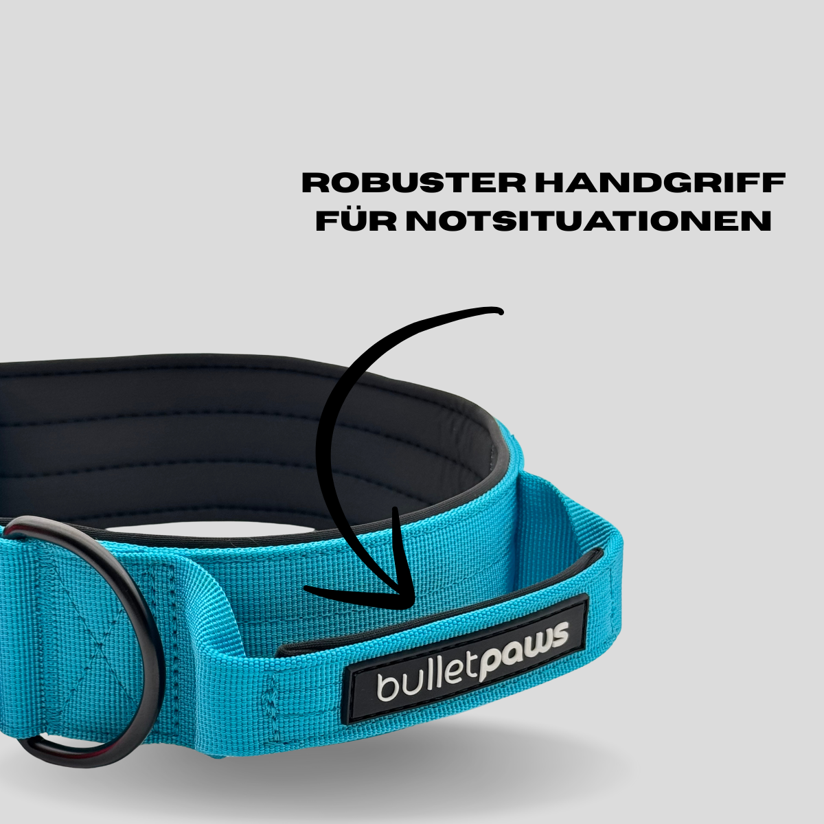 Taktisches Halsband® mit Griff - Babyblau - BulletPaws