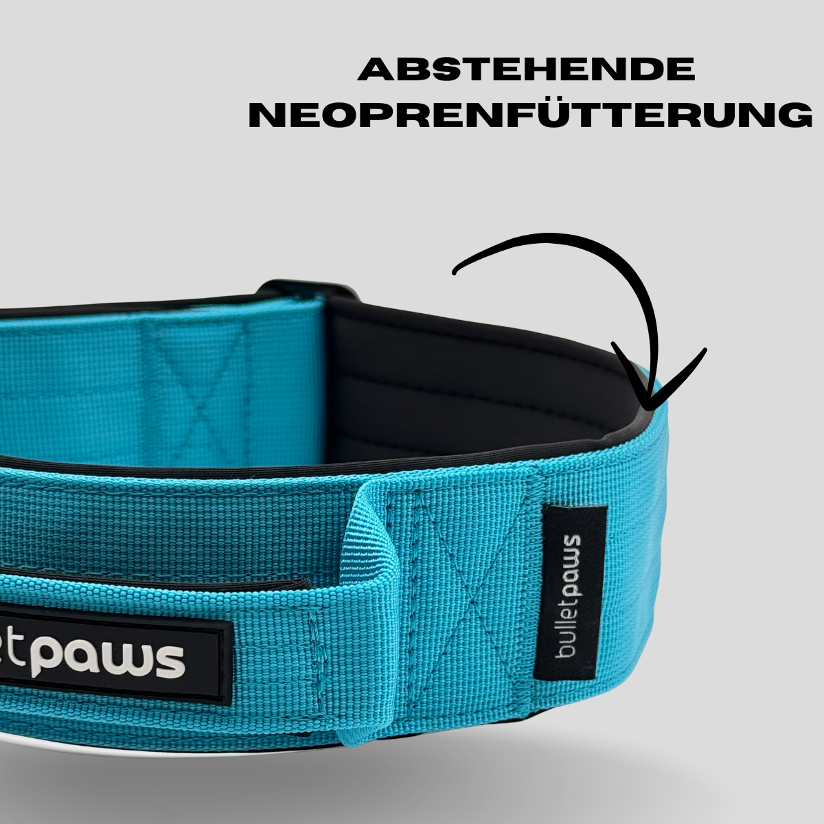 Taktisches Halsband® mit Griff - Babyblau - BulletPaws