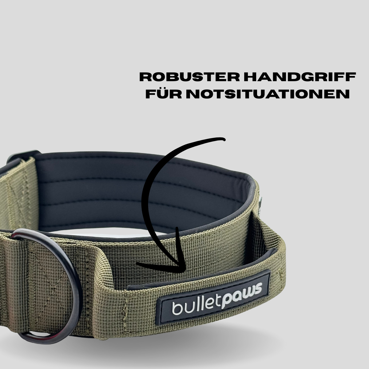 Taktisches Halsband® mit Griff - Khaki - BulletPaws