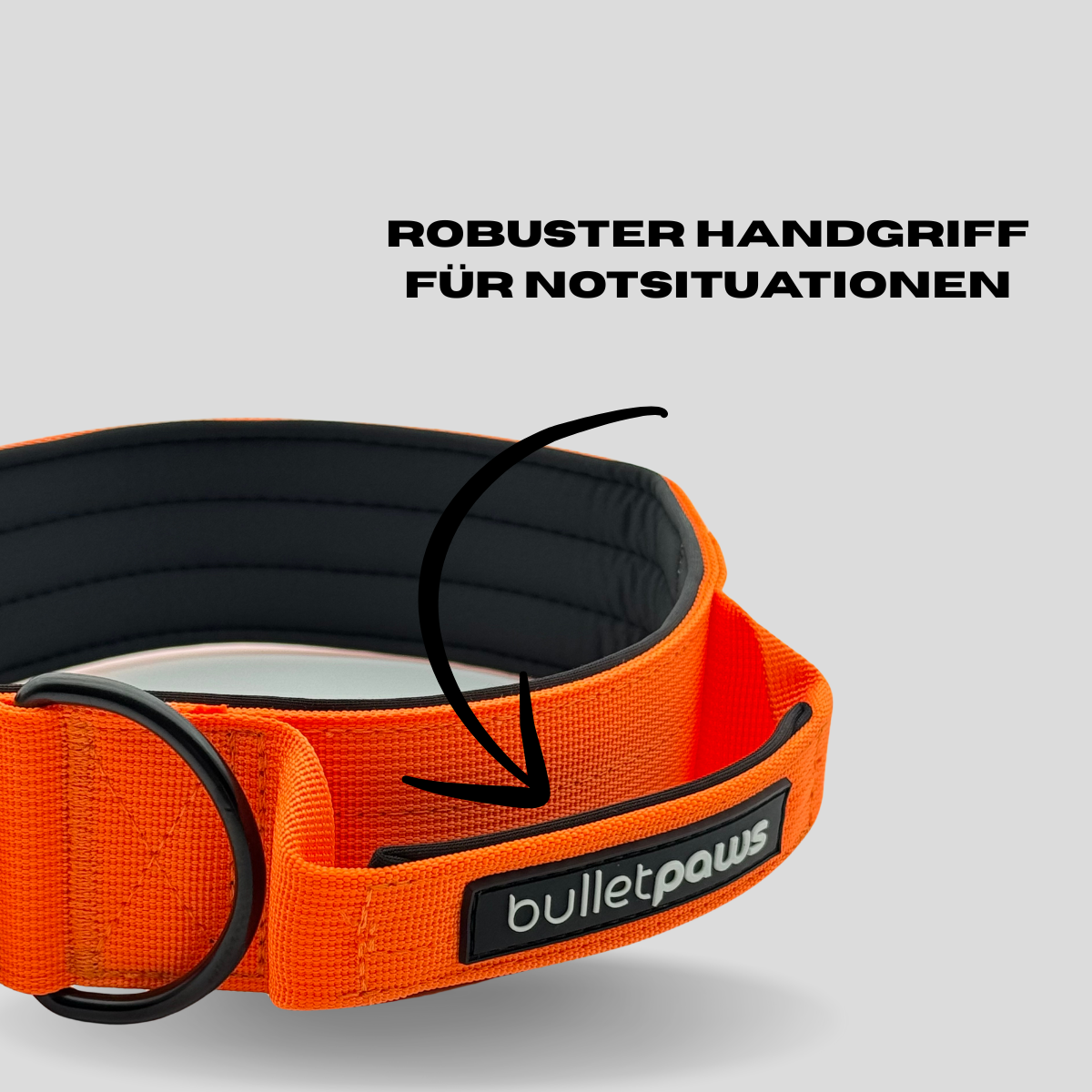 Taktisches Halsband® mit Griff - Orange - BulletPaws