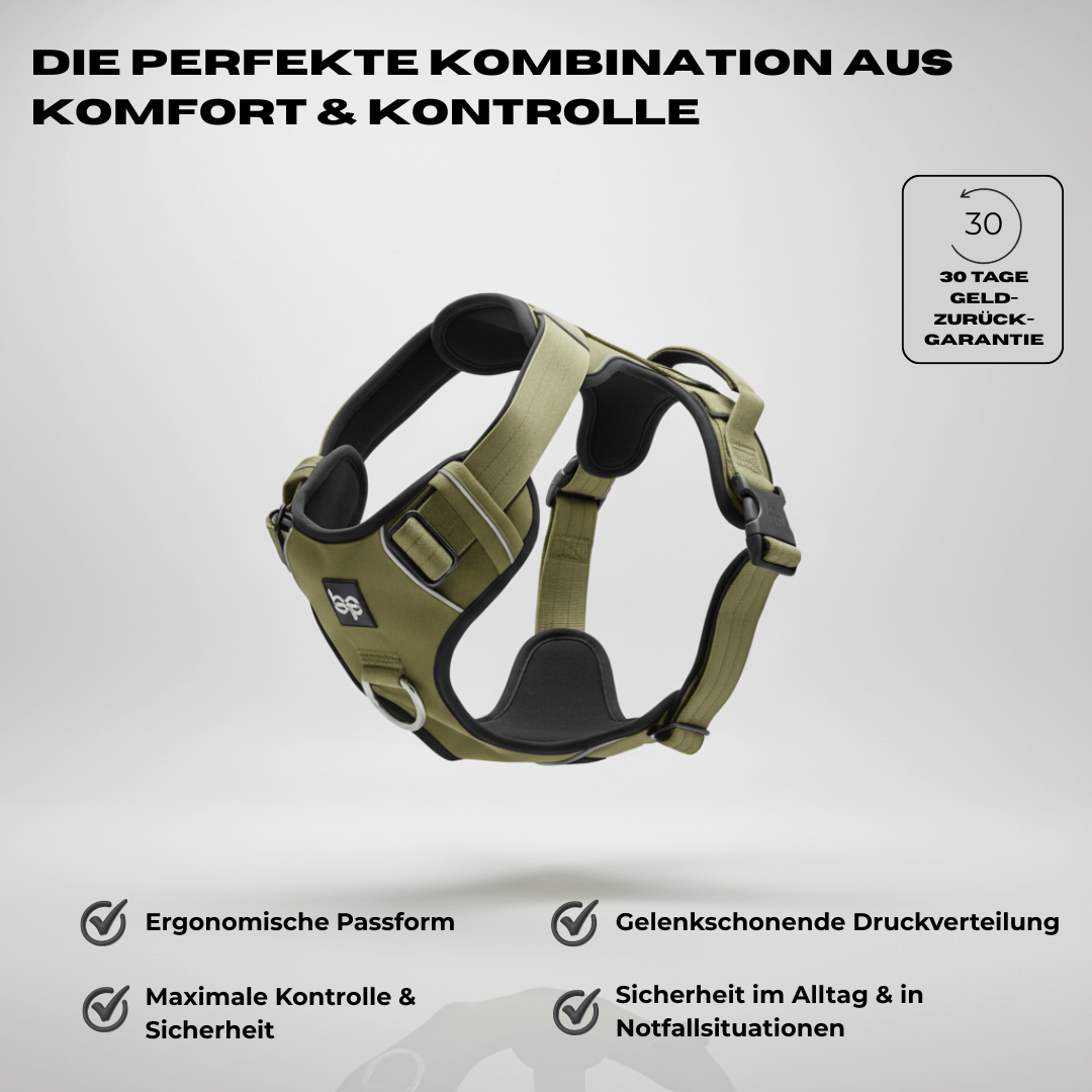 Alpha Control Hundegeschirr mit Griff - Khaki