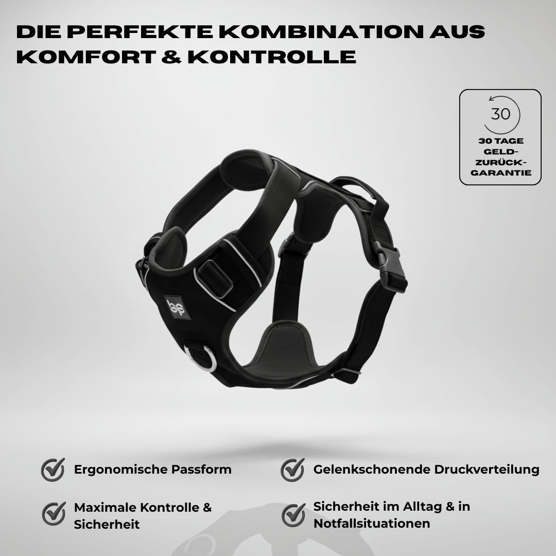 Alpha Control Hundegeschirr mit Griff - Schwarz