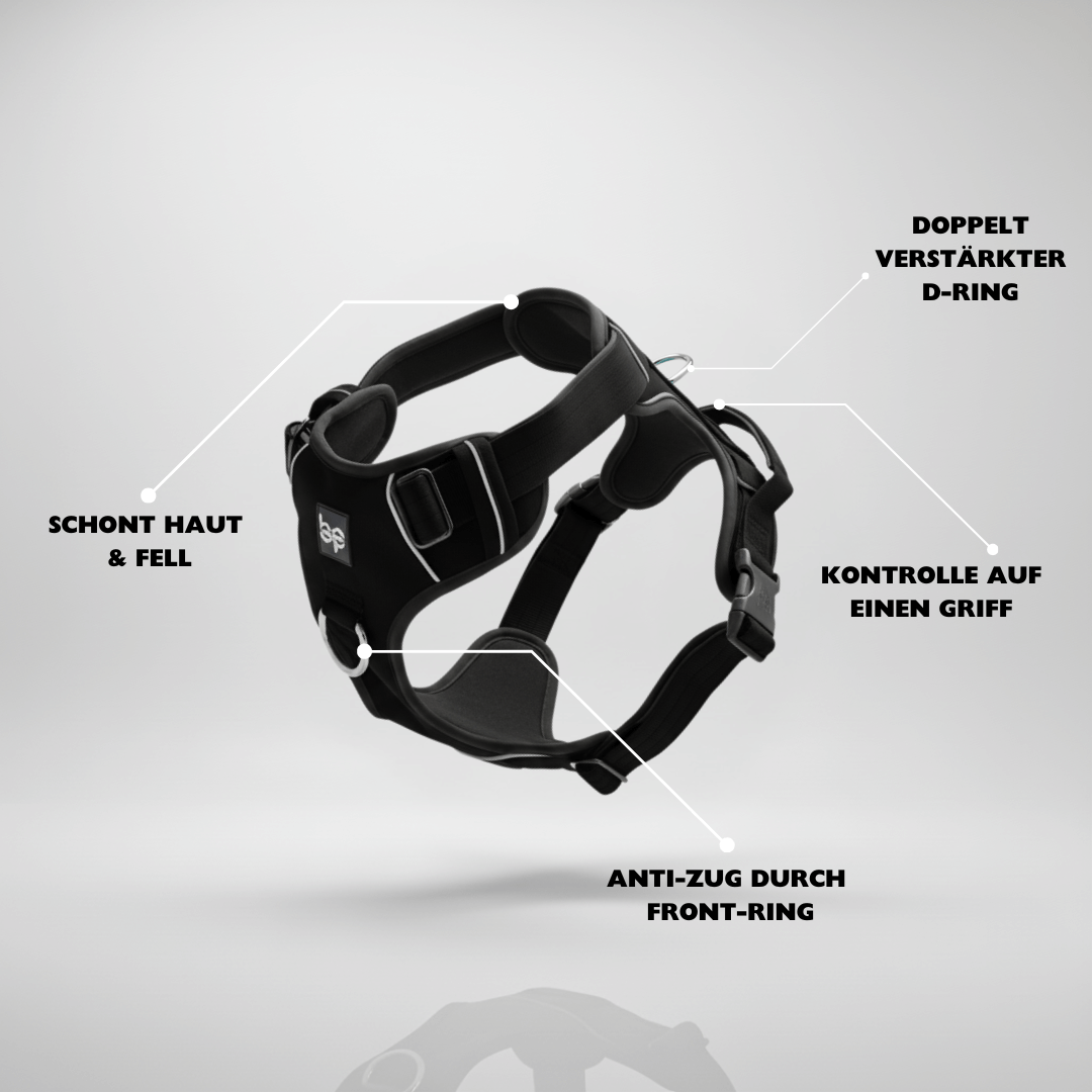 Alpha Control Hundegeschirr mit Griff - Schwarz