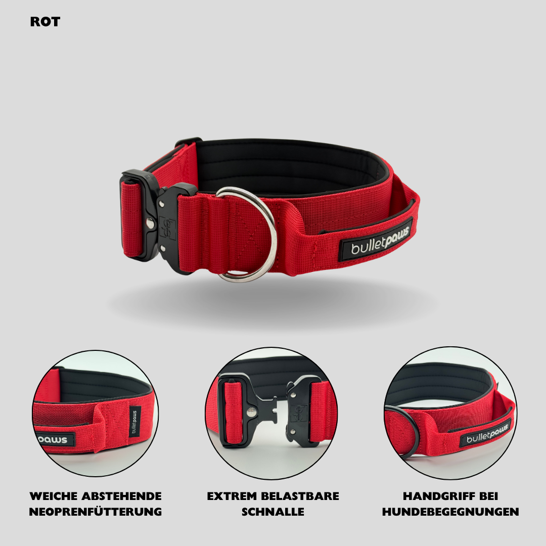 Alpha Hundehalsband mit Griff - Rot - BulletPaws