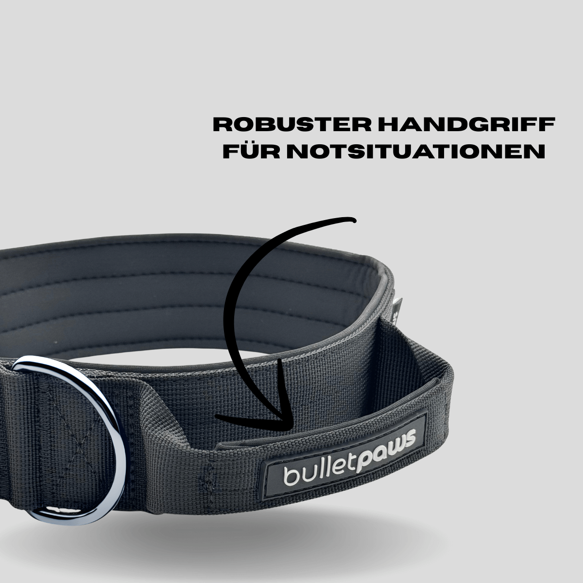 Alpha Hundehalsband® mit Griff - Schwarz - BulletPaws