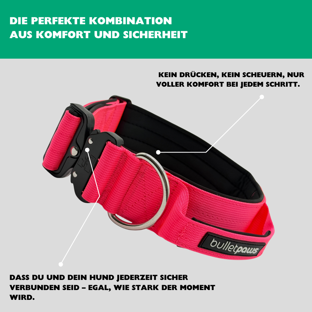 Alpha Hundehalsband mit Griff - Pink