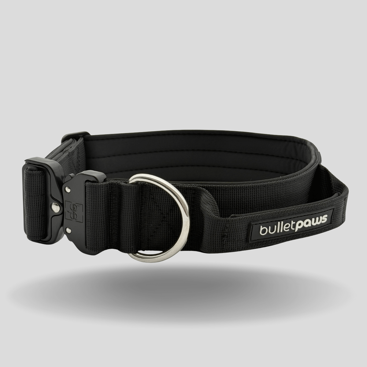 4cm Alpha Hundehalsband mit Griff - Schwarz