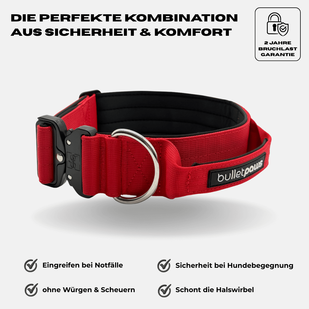 5cm Alpha Hundehalsband mit Griff - Rot