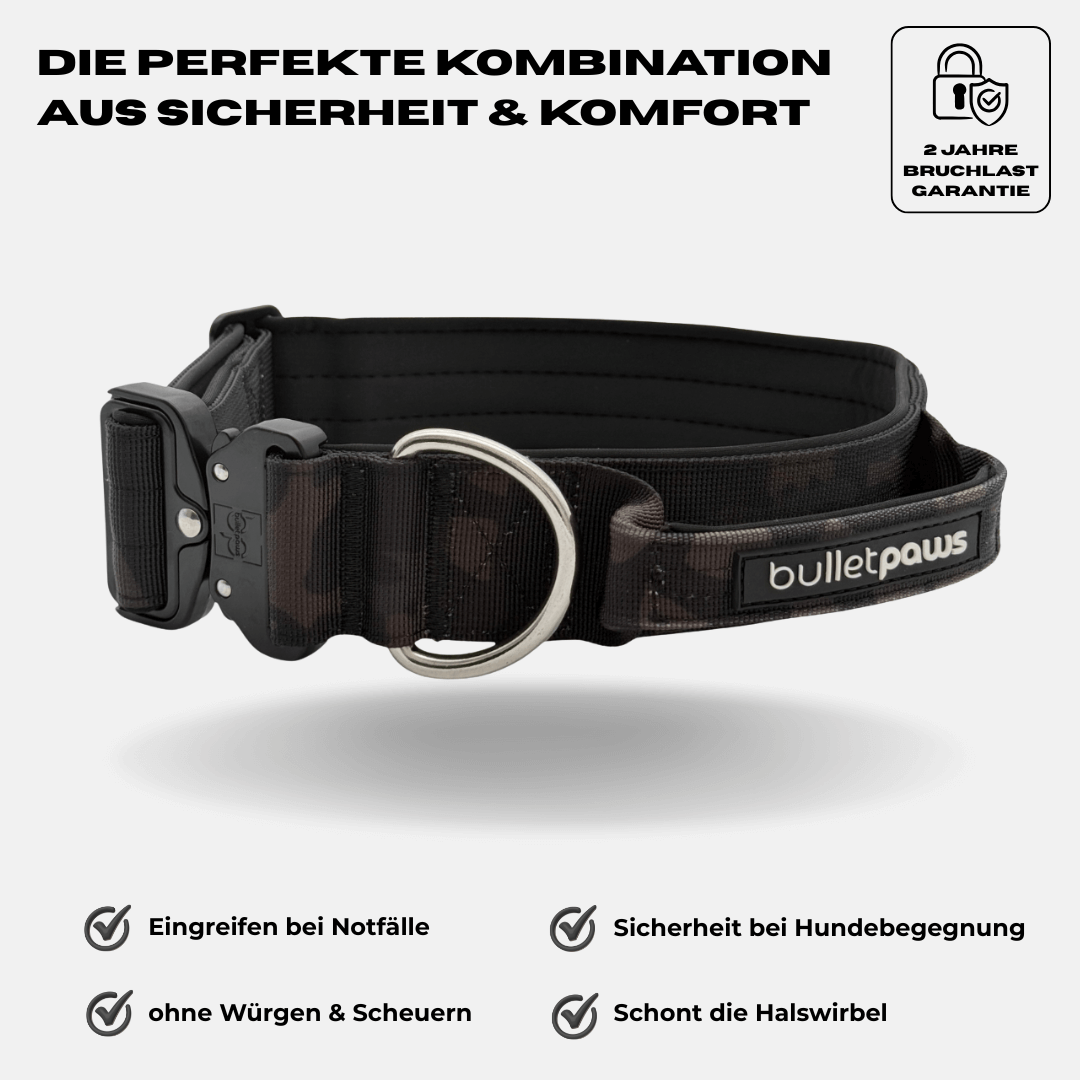 4cm Alpha Hundehalsband mit Griff - Camouflage