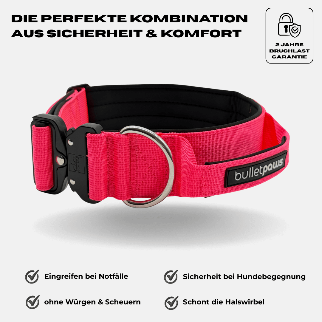 5cm Alpha Hundehalsband mit Griff - Pink