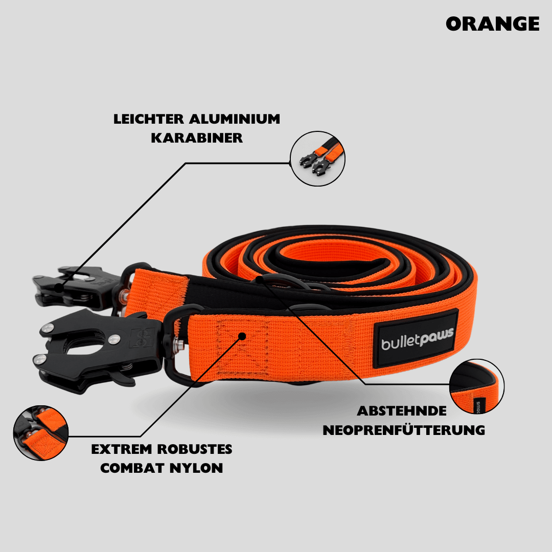 Dreifach verstellbare Hundeleine 2,2m - Orange