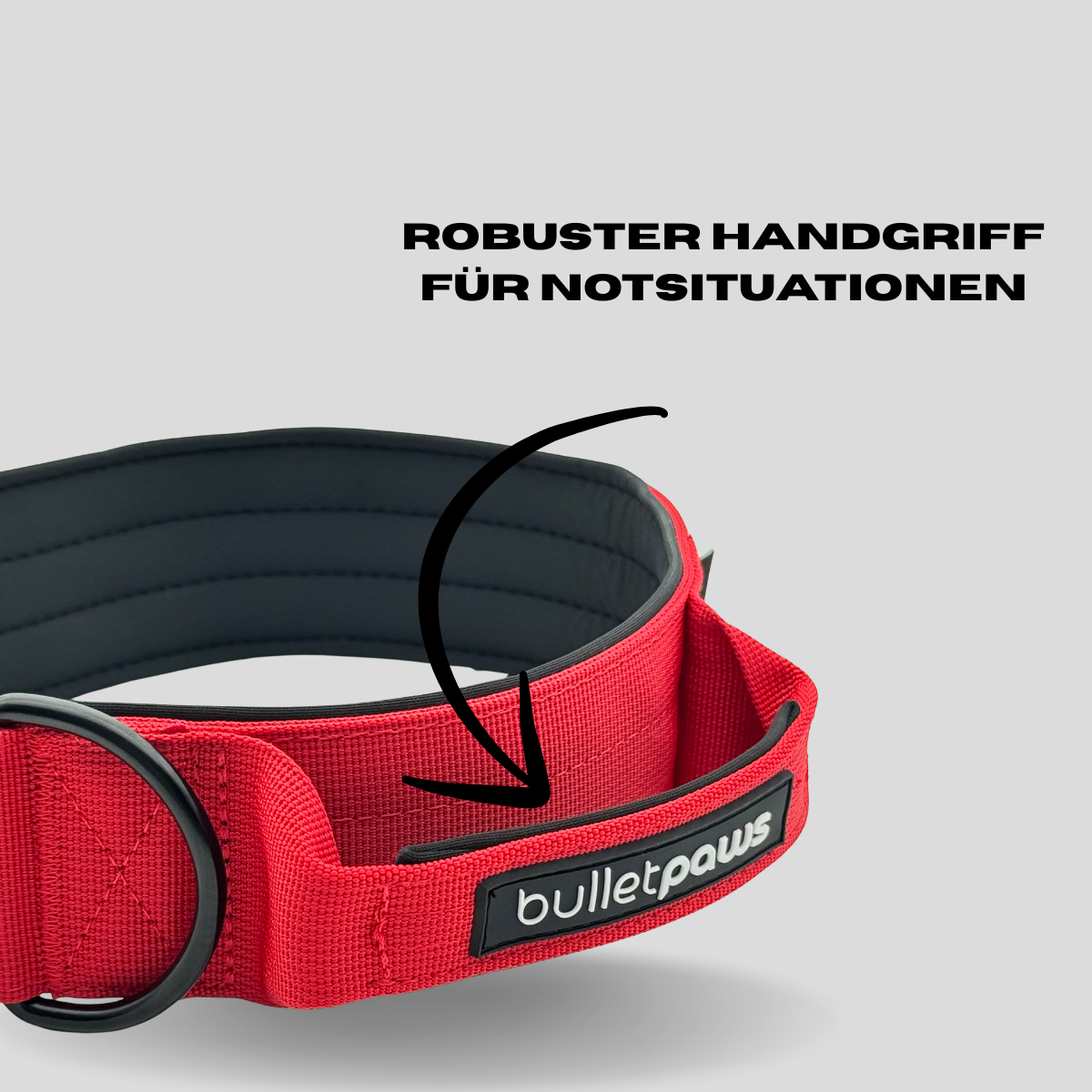 Taktisches Halsband® mit Griff - Rot - BulletPaws