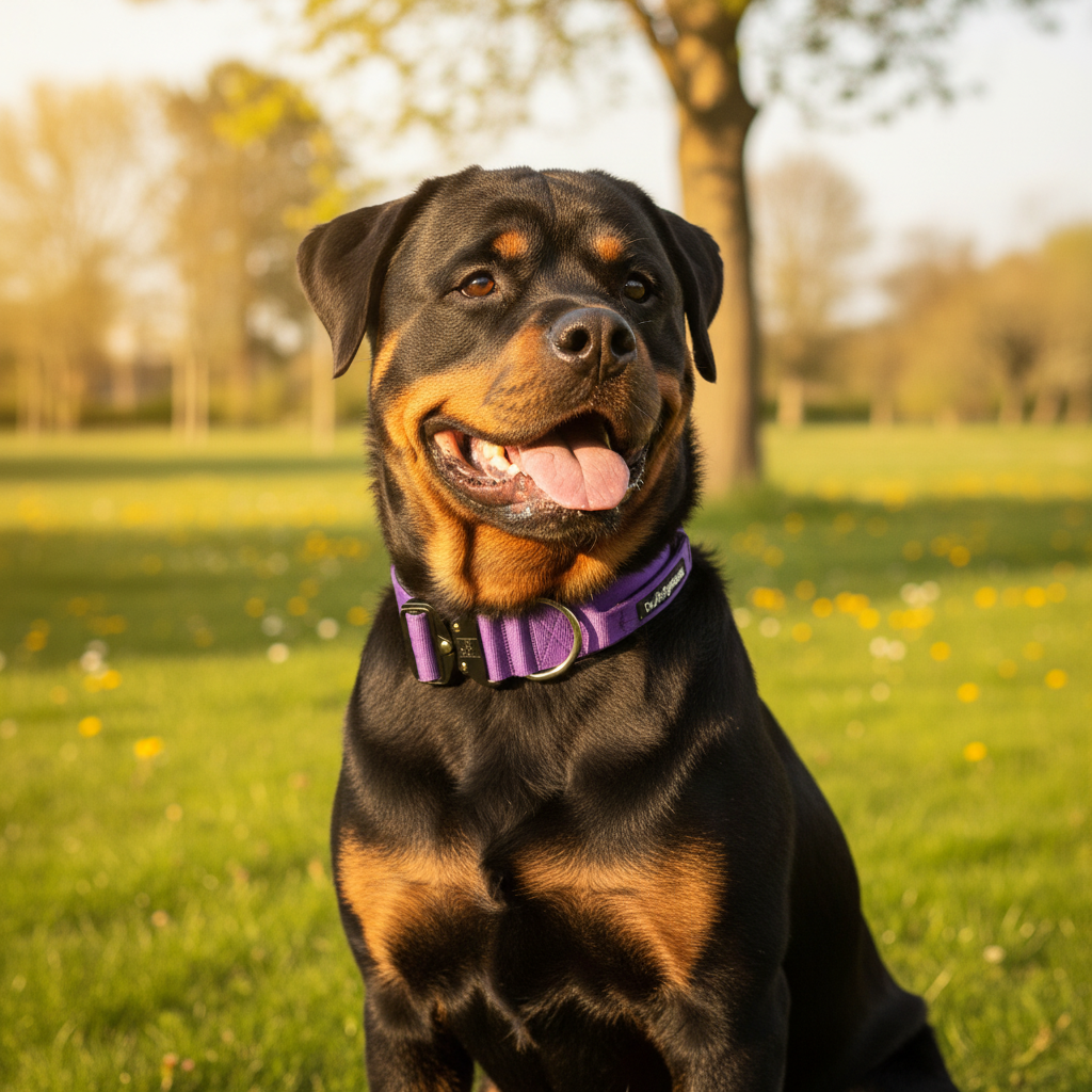 5cm Alpha Hundehalsband mit Griff - Lila