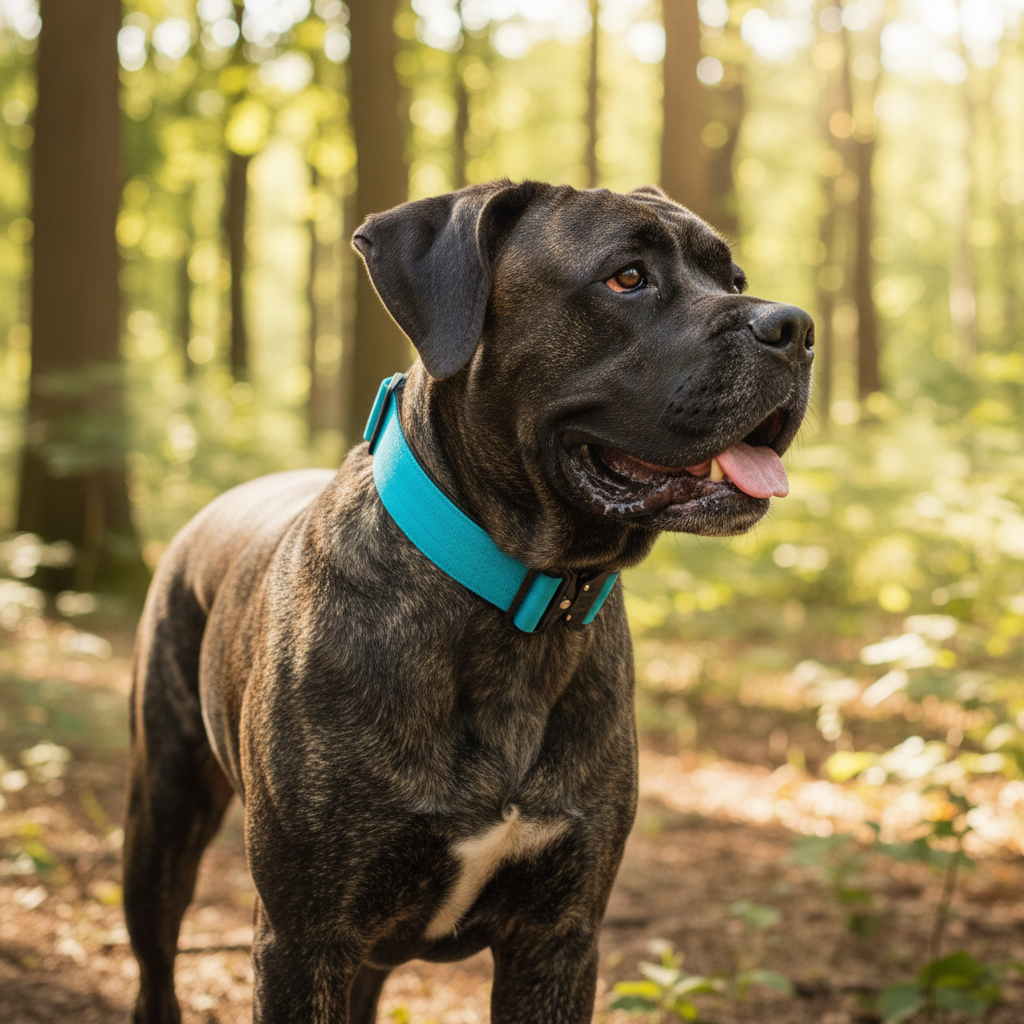 4cm Alpha Hundehalsband mit Griff - Babyblau