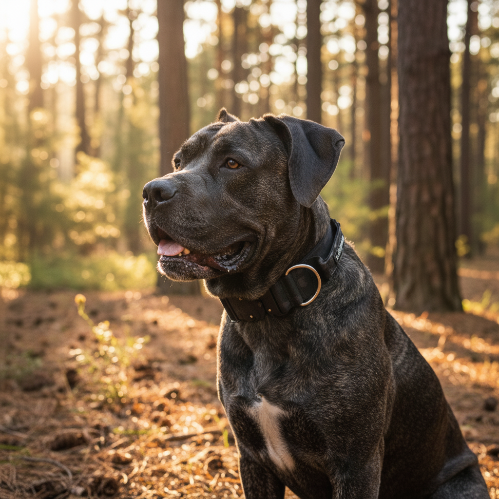 4cm Alpha Hundehalsband mit Griff - Schwarz