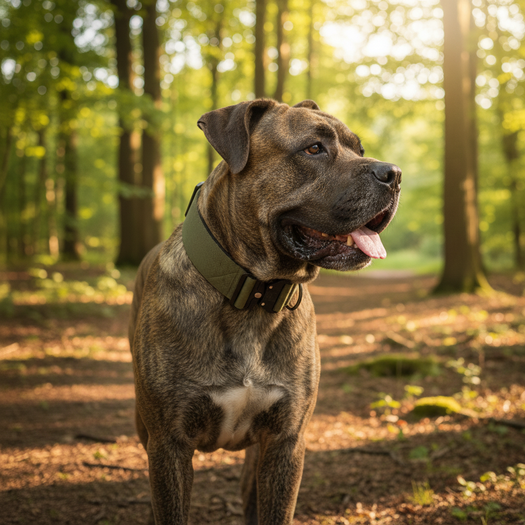 5cm Alpha Hundehalsband mit Griff - Khaki